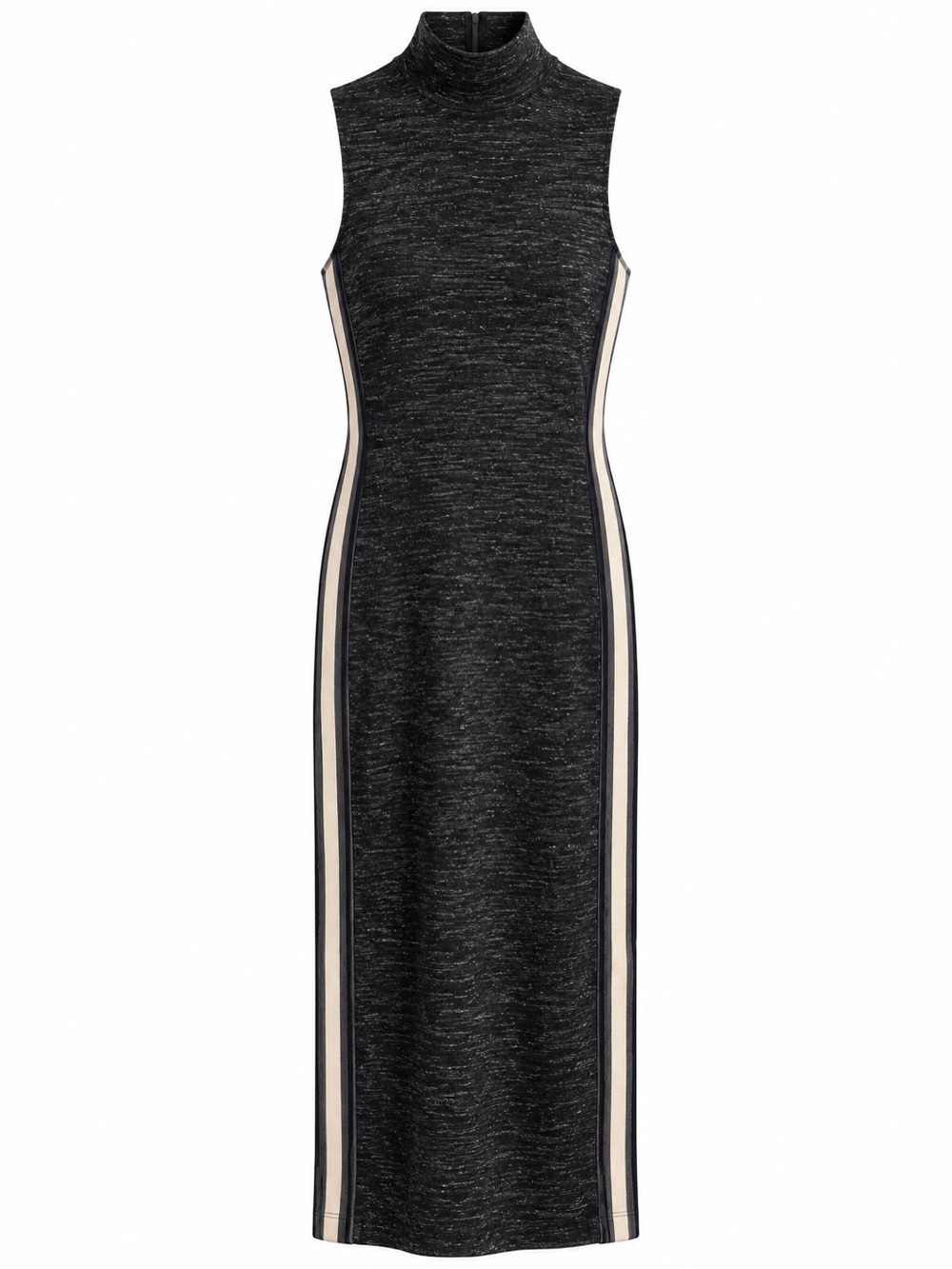 Zara Mock Neck Sleeveless Side -Stripe Midi Dress